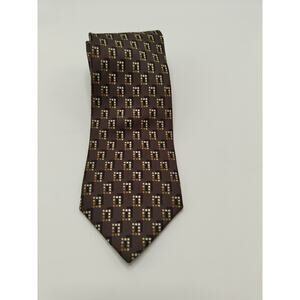 Ermenegildo Zegna Mens tie 100% Silk Brown Geometric Made in Italy CLASSIC